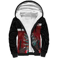 Personalised New Zealand Maori Christmas Sherpa Hoodie Xmas Fern Mix Kowhawhai LT7 Unisex Black - Polynesian Pride