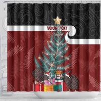 Personalised New Zealand Maori Christmas Shower Curtain Xmas Fern Mix Kowhawhai LT7 - Polynesian Pride