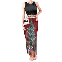 Personalised New Zealand Maori Christmas Tank Maxi Dress Xmas Fern Mix Kowhawhai LT7 Women Black - Polynesian Pride