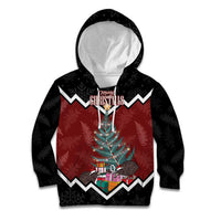 Personalised New Zealand Christmas Kid Hoodie Xmas Fern and Kiwi Birds LT7 Hoodie Black - Polynesian Pride