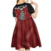 Personalised New Zealand Christmas Kid Short Sleeve Dress Xmas Fern and Kiwi Birds LT7 - Polynesian Pride