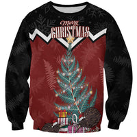 Personalised New Zealand Christmas Sweatshirt Xmas Fern and Kiwi Birds