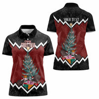 Personalised New Zealand Christmas Women Polo Shirt Xmas Fern and Kiwi Birds LT7 - Polynesian Pride