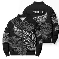 Aotearoa Personalized Lawn Bowls Maori Bomber Puffer Jacket New Zealand Black Tribal Silver Fern LT7 - Polynesian Pride