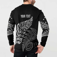 Aotearoa Personalized Lawn Bowls Maori Button Sweatshirt New Zealand Black Tribal Silver Fern - Polynesian Pride