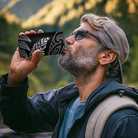Aotearoa Personalized Lawn Bowls Maori 4 in 1 Can Cooler Tumbler New Zealand Black Tribal Silver Fern LT7 - Polynesian Pride