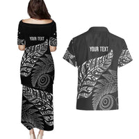Aotearoa Personalized Lawn Bowls Maori Couples Matching Puletasi and Hawaiian Shirt New Zealand Black Tribal Silver Fern LT7 - Polynesian Pride