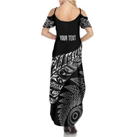 Aotearoa Personalized Lawn Bowls Maori Family Matching Summer Maxi Dress and Hawaiian Shirt New Zealand Black Tribal Silver Fern LT7 - Polynesian Pride