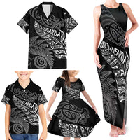 Aotearoa Personalized Lawn Bowls Maori Family Matching Tank Maxi Dress and Hawaiian Shirt New Zealand Black Tribal Silver Fern LT7 - Polynesian Pride