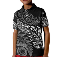 Aotearoa Personalized Lawn Bowls Maori Kid Polo Shirt New Zealand Black Tribal Silver Fern - Polynesian Pride