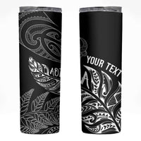 Aotearoa Personalized Lawn Bowls Maori Skinny Tumbler New Zealand Black Tribal Silver Fern LT7 Black - Polynesian Pride