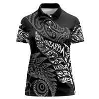 Aotearoa Personalized Lawn Bowls Maori Women Polo Shirt New Zealand Black Tribal Silver Fern LT7 Female Black - Polynesian Pride
