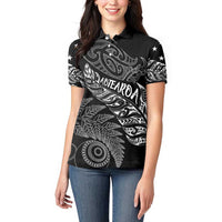 Aotearoa Personalized Lawn Bowls Maori Women Polo Shirt New Zealand Black Tribal Silver Fern LT7 - Polynesian Pride