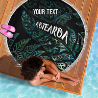 Aotearoa Personalized Lawn Bowls Maori Beach Blanket New Zealand Paua Shell Tribal Silver Fern LT7 - Polynesian Pride