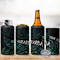 Aotearoa Personalized Lawn Bowls Maori 4 in 1 Can Cooler Tumbler New Zealand Paua Shell Tribal Silver Fern LT7 - Polynesian Pride