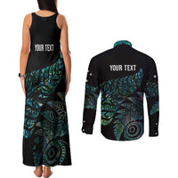 Aotearoa Personalized Lawn Bowls Maori Couples Matching Tank Maxi Dress and Long Sleeve Button Shirt New Zealand Paua Shell Tribal Silver Fern LT7 - Polynesian Pride