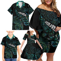 Aotearoa Personalized Lawn Bowls Maori Family Matching Off Shoulder Short Dress and Hawaiian Shirt New Zealand Paua Shell Tribal Silver Fern LT7 - Polynesian Pride