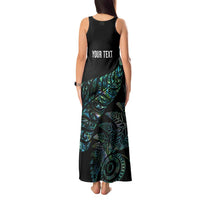 Aotearoa Personalized Lawn Bowls Maori Tank Maxi Dress New Zealand Paua Shell Tribal Silver Fern - Polynesian Pride