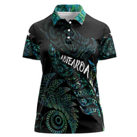 Aotearoa Personalized Lawn Bowls Maori Women Polo Shirt New Zealand Paua Shell Tribal Silver Fern LT7 Female Green - Polynesian Pride