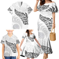 Aotearoa Personalized Lawn Bowls Maori Family Matching Mermaid Dress and Hawaiian Shirt New Zealand White Tribal Silver Fern LT7 - Polynesian Pride