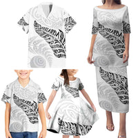 Aotearoa Personalized Lawn Bowls Maori Family Matching Puletasi and Hawaiian Shirt New Zealand White Tribal Silver Fern LT7 - Polynesian Pride
