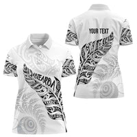Aotearoa Personalized Lawn Bowls Maori Women Polo Shirt New Zealand White Tribal Silver Fern LT7 - Polynesian Pride