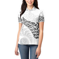 Aotearoa Personalized Lawn Bowls Maori Women Polo Shirt New Zealand White Tribal Silver Fern LT7 - Polynesian Pride