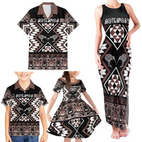 Personalised Taniko Motifs Aotearoa Family Matching Tank Maxi Dress and Hawaiian Shirt Waitangi Kowhaiwhai Kiwi - Mocha LT7 - Polynesian Pride