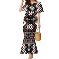 Personalised Taniko Motifs Aotearoa Mermaid Dress Waitangi Kowhaiwhai Kiwi - Mocha
