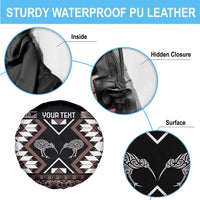 Personalised Taniko Motifs Aotearoa Spare Tire Cover Waitangi Kowhaiwhai Kiwi - Mocha
