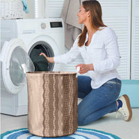 Vintage Beige Hawaiian Traditional Kapa Mix Flowers Lei Laundry Basket