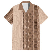 Vintage Beige Hawaiian Traditional Kapa Mix Flowers Lei Family Matching Long Sleeve Bodycon Dress and Hawaiian Shirt LT7 Dad's Shirt - Short Sleeve Beige - Polynesian Pride