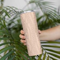 Vintage Beige Hawaiian Traditional Kapa Mix Flowers Lei Skinny Tumbler LT7 - Polynesian Pride
