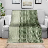 Vintage Sage Green Hawaiian Traditional Kapa Mix Flowers Lei Blanket