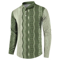 Vintage Sage Green Hawaiian Traditional Kapa Mix Flowers Lei Button Sweatshirt