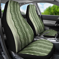 Vintage Sage Green Hawaiian Traditional Kapa Mix Flowers Lei Car Seat Cover