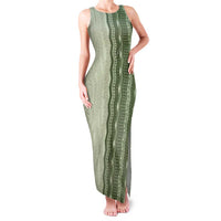 Vintage Sage Green Hawaiian Traditional Kapa Mix Flowers Lei Family Matching Tank Maxi Dress and Hawaiian Shirt LT7 Mom's Dress Sage Green - Polynesian Pride