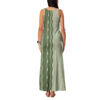 Vintage Sage Green Hawaiian Traditional Kapa Mix Flowers Lei Family Matching Tank Maxi Dress and Hawaiian Shirt LT7 - Polynesian Pride
