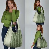 Vintage Sage Green Hawaiian Traditional Kapa Mix Flowers Lei Grocery Bag