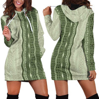 Vintage Sage Green Hawaiian Traditional Kapa Mix Flowers Lei Hoodie Dress