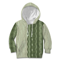 Vintage Sage Green Hawaiian Traditional Kapa Mix Flowers Lei Kid Hoodie