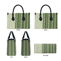 Vintage Sage Green Hawaiian Traditional Kapa Mix Flowers Lei Leather Bag