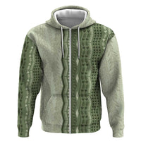 Vintage Sage Green Hawaiian Traditional Kapa Mix Flowers Lei Zip Hoodie