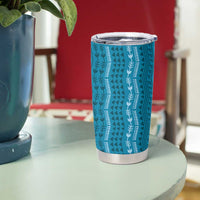 Vintage Cobalt Blue Hawaiian Traditional Kapa Mix Flowers Lei Tumbler Cup