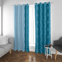 Vintage Cobalt Blue Hawaiian Traditional Kapa Mix Flowers Lei Window Curtain