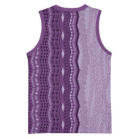 Vintage Violet Hawaiian Traditional Kapa Mix Flowers Lei Basketball Jersey
