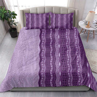 Vintage Violet Hawaiian Traditional Kapa Mix Flowers Lei Bedding Set