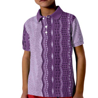 Vintage Violet Hawaiian Traditional Kapa Mix Flowers Lei Kid Polo Shirt