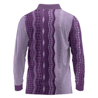 Vintage Violet Hawaiian Traditional Kapa Mix Flowers Lei Long Sleeve Polo Shirt