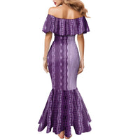 Vintage Violet Hawaiian Traditional Kapa Mix Flowers Lei Mermaid Dress